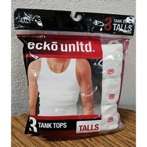 Ecko Unltd Tank Tops Men's 4 Extra Large Tall 3 Pack Cotton White